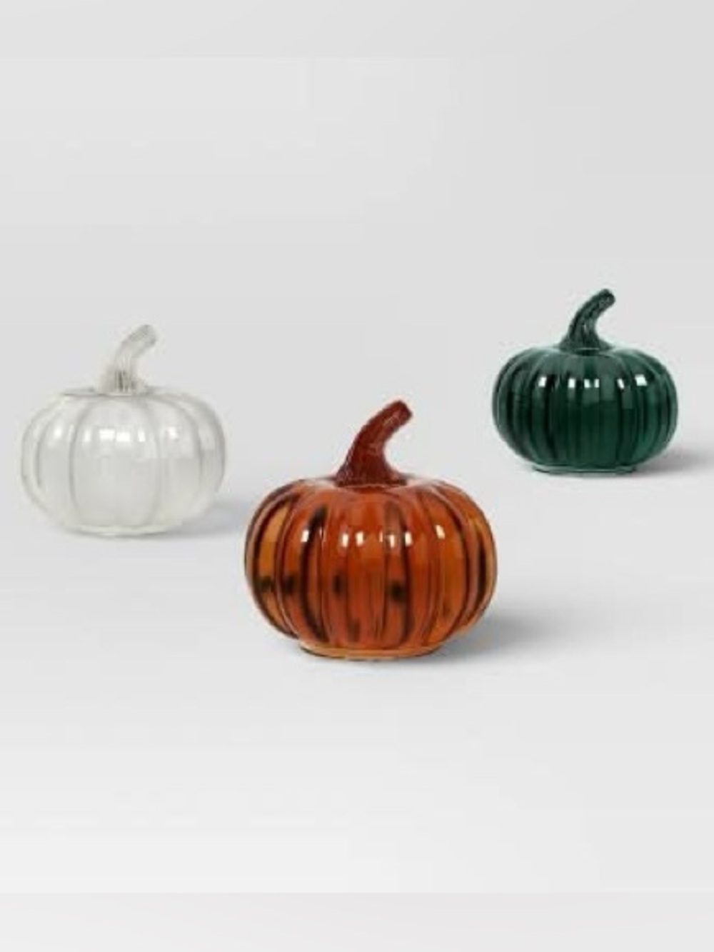 Threshold Fall Glass Pumpkins, Orange/Brown, Green & Clear (3 pack)